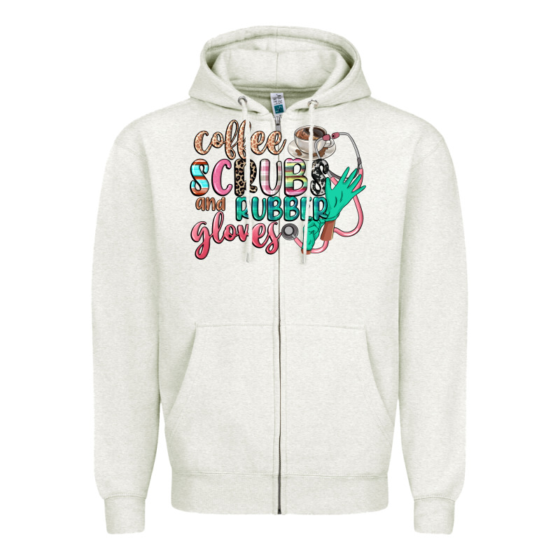 Coffee Scrubs And Rubber Gloves Zipper Hoodie by CowGirlArtShop | Teevron