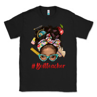 Black Afro Messy Bun Best Teacher With Leopard Glasses Bbs Classic Tee - BundleAndBundleShop
