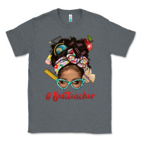 Charcoal Heather Afro Messy Bun Best Teacher With Leopard Glasses Bbs Classic Tee - BundleAndBundleShop