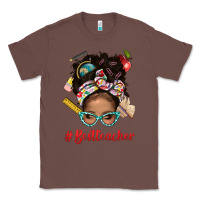 Chestnut Afro Messy Bun Best Teacher With Leopard Glasses Bbs Classic Tee - BundleAndBundleShop