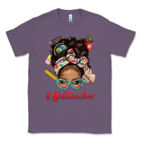 Lavender Afro Messy Bun Best Teacher With Leopard Glasses Bbs Classic Tee - BundleAndBundleShop