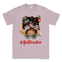 Lilac Afro Messy Bun Best Teacher With Leopard Glasses Bbs Classic Tee - BundleAndBundleShop