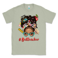 Matcha Afro Messy Bun Best Teacher With Leopard Glasses Bbs Classic Tee - BundleAndBundleShop