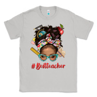Moon Dust Afro Messy Bun Best Teacher With Leopard Glasses Bbs Classic Tee - BundleAndBundleShop