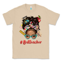 Mushroom Afro Messy Bun Best Teacher With Leopard Glasses Bbs Classic Tee - BundleAndBundleShop