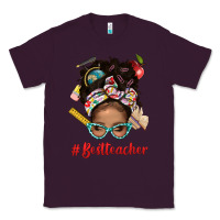 Plum Afro Messy Bun Best Teacher With Leopard Glasses Bbs Classic Tee - BundleAndBundleShop