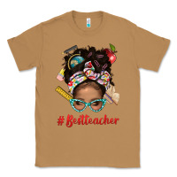 Toasted Coconut Afro Messy Bun Best Teacher With Leopard Glasses Bbs Classic Tee - BundleAndBundleShop