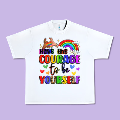 Courage To Be Yourself Rainbow Message Urban Heavy Tee Designed By Lillyallendesigns