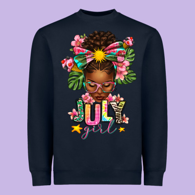 July Girl Afro Woman Summer Heavyweight Sweatshirt Designed By Texasbilliewilder