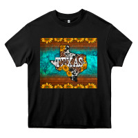 Black sunflowers cowhide leopard texas map Heavy Core Tee - BarkalooDesign