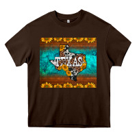 Chocolate Brown sunflowers cowhide leopard texas map Heavy Core Tee - BarkalooDesign