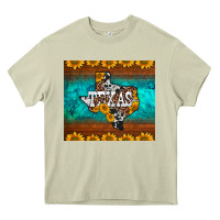 Mossy sunflowers cowhide leopard texas map Heavy Core Tee - BarkalooDesign