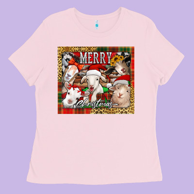 Merry Christmas Goats Tumbler Ladies Tee Designed By Jasminsmagicworld