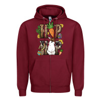 Burgundy Hip hop Easter Bunny Easter Day Zipper Hoodie - HowdyJamesFarm
