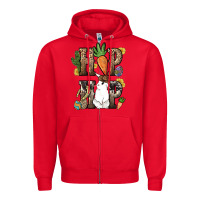 Red Hip hop Easter Bunny Easter Day Zipper Hoodie - HowdyJamesFarm