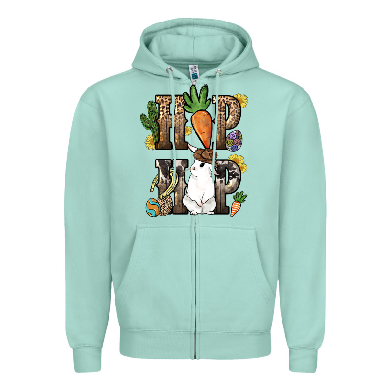 Hip Hop Easter Bunny Easter Day Zipper Hoodie by HowdyJamesFarm | Teevron