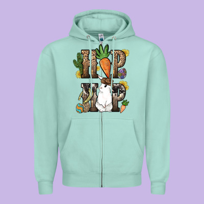 Hip Hop Easter Bunny Easter Day Zipper Hoodie Designed By Howdyjamesfarm