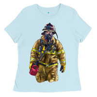 Baby Blue Firefighter Ladies Tee - LillyAllenDesigns