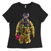 Black Firefighter Ladies Tee - LillyAllenDesigns