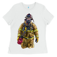 White Firefighter Ladies Tee - LillyAllenDesigns