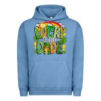 Pigment Pebble Blue Lucky Little Dude Urban Hoodie - CowhideDigitalArt