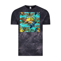 Cloud Black Lake Fish And Reeds With Leopard Seamless Pattern Bbs Vintage Tee - BundleAndBundleShop