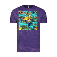 Cloud Purple Lake Fish And Reeds With Leopard Seamless Pattern Bbs Vintage Tee - BundleAndBundleShop