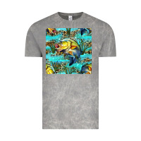 Cloud Rock Lake Fish And Reeds With Leopard Seamless Pattern Bbs Vintage Tee - BundleAndBundleShop