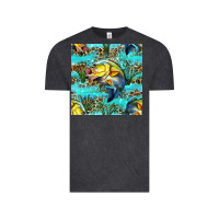 Vintage Black Lake Fish And Reeds With Leopard Seamless Pattern Bbs Vintage Tee - BundleAndBundleShop