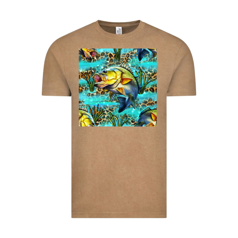 Lake Fish And Reeds With Leopard Seamless Pattern Bbs Vintage Tee by BundleAndBundleShop | Teevron