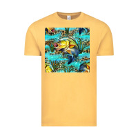 Vintage Mustard Lake Fish And Reeds With Leopard Seamless Pattern Bbs Vintage Tee - BundleAndBundleShop