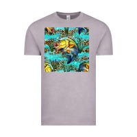 Vintage Zinc Lake Fish And Reeds With Leopard Seamless Pattern Bbs Vintage Tee - BundleAndBundleShop