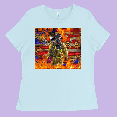 Western Firefighter With American Ladies Tee Designed By Lillyallendesigns