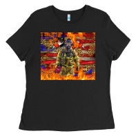 Black Western Firefighter With American Ladies Tee - LillyAllenDesigns