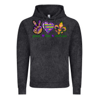 Vintage Black Peace Love Mardi Gras Vintage Hoodie - BundleAndBundleShop