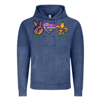 Vintage Denim Peace Love Mardi Gras Vintage Hoodie - BundleAndBundleShop