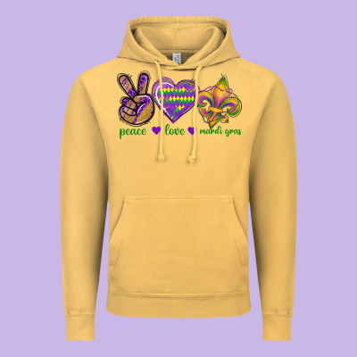 Peace Love Mardi Gras Vintage Hoodie Designed By Bundleandbundleshop