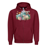 Burgundy Easter truck farm animals Easter Day Zipper Hoodie - HowdyJamesFarm