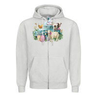 Dove Grey Easter truck farm animals Easter Day Zipper Hoodie - HowdyJamesFarm