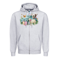 Heather Grey Easter truck farm animals Easter Day Zipper Hoodie - HowdyJamesFarm