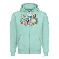 Seafoam Easter truck farm animals Easter Day Zipper Hoodie - HowdyJamesFarm