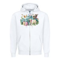 White Easter truck farm animals Easter Day Zipper Hoodie - HowdyJamesFarm