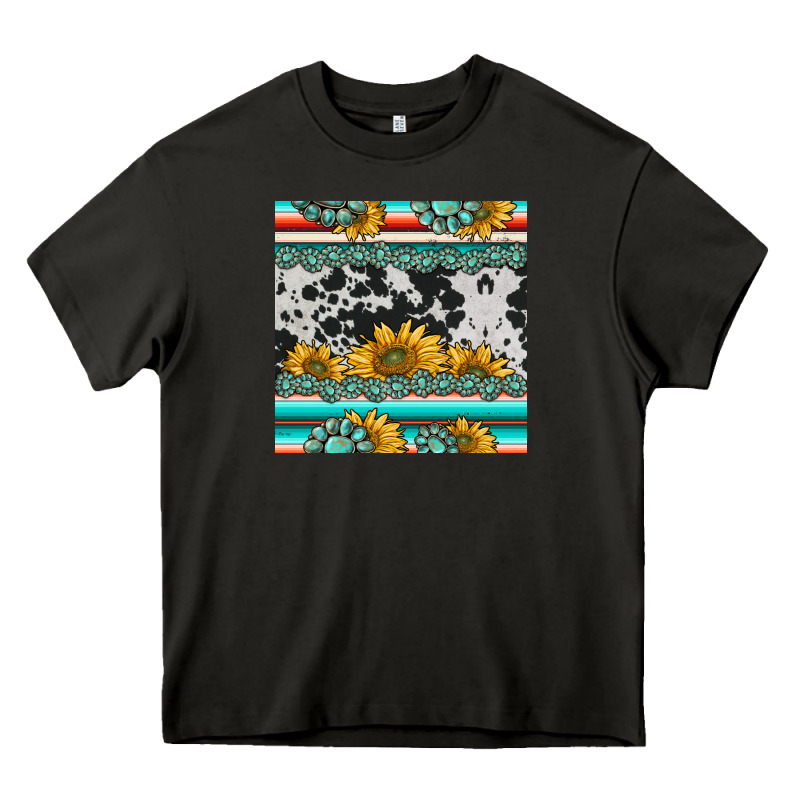 Sunflower Cowhide Serape Coaster Heavy Core Tee by BarkalooDesign | Teevron
