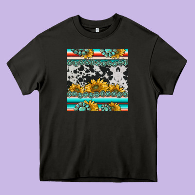 Sunflower Cowhide Serape Coaster Heavy Core Tee Designed By Barkaloodesign