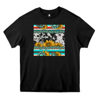 Black sunflower cowhide serape coaster Heavy Core Tee - BarkalooDesign