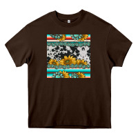 Chocolate Brown sunflower cowhide serape coaster Heavy Core Tee - BarkalooDesign