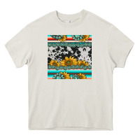 Cream sunflower cowhide serape coaster Heavy Core Tee - BarkalooDesign