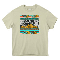 Mossy sunflower cowhide serape coaster Heavy Core Tee - BarkalooDesign