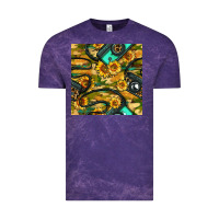 Cloud Purple Leopard Digital Camera And Sunflowers With Camouflage Seamless Pattern Vintage Tee - BundleAndBundleShop