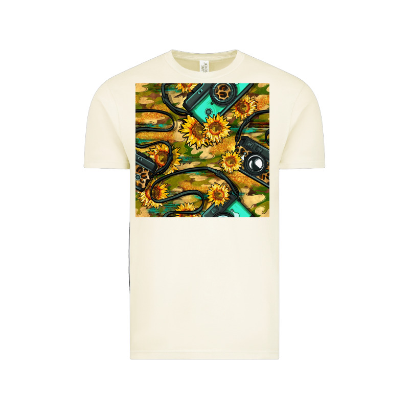 Leopard Digital Camera And Sunflowers With Camouflage Seamless Pattern Vintage Tee by BundleAndBundleShop | Teevron